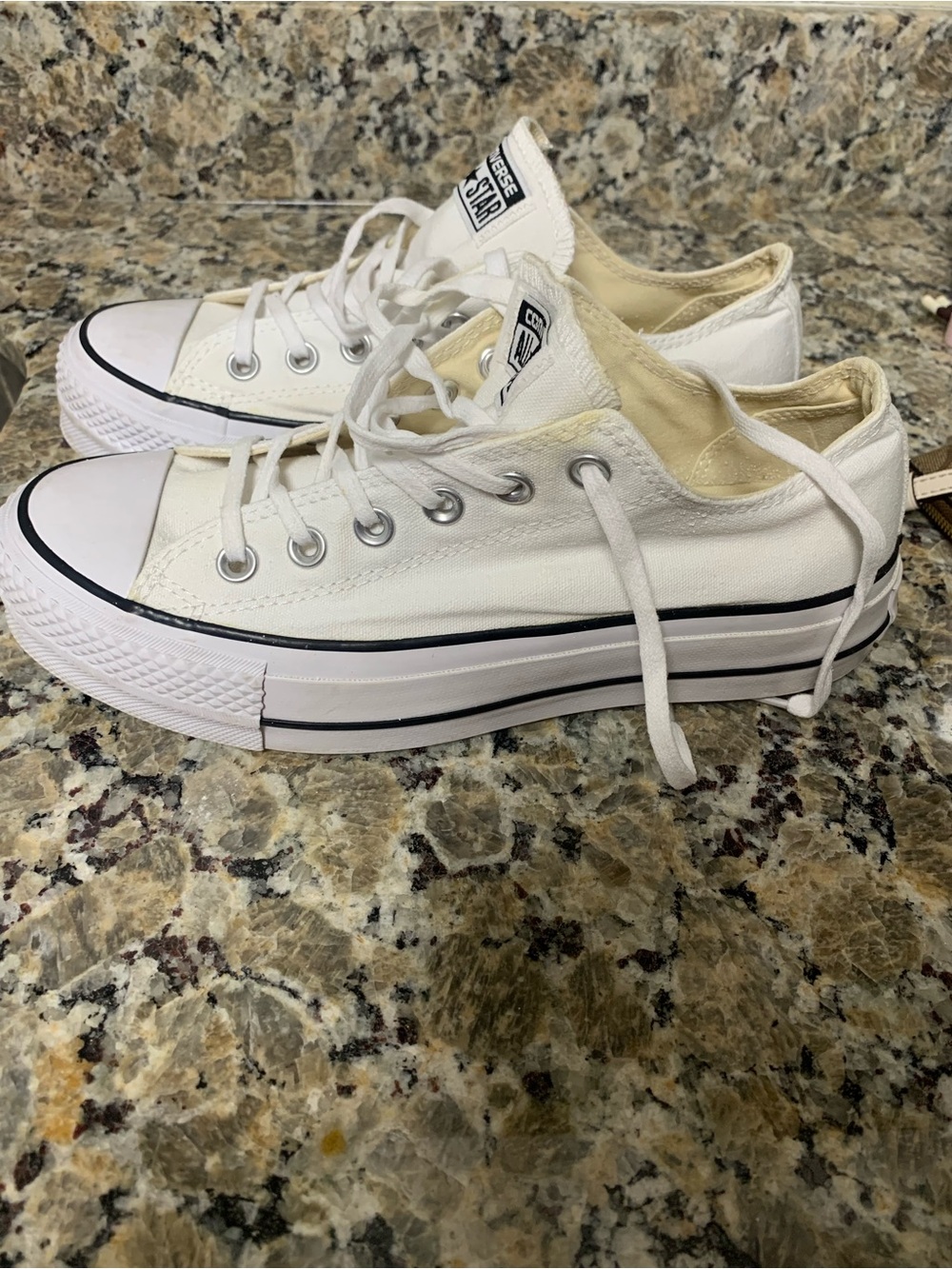 Converse White Low-Top Canvas Platform Sneakers